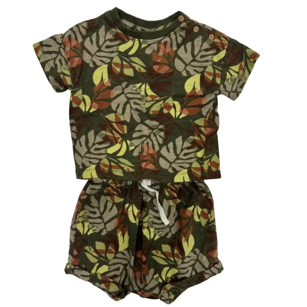 Old Navy Jungle Grove Unisex Knit T-Shirt & Shorts Set Size 18-24 Months